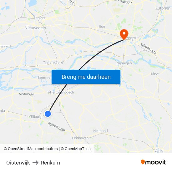 Oisterwijk to Renkum map