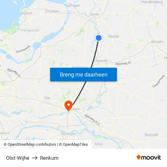 Olst-Wijhe to Renkum map