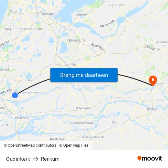 Ouderkerk to Renkum map