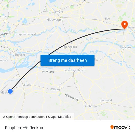 Rucphen to Renkum map