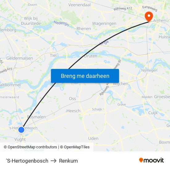 'S-Hertogenbosch to Renkum map