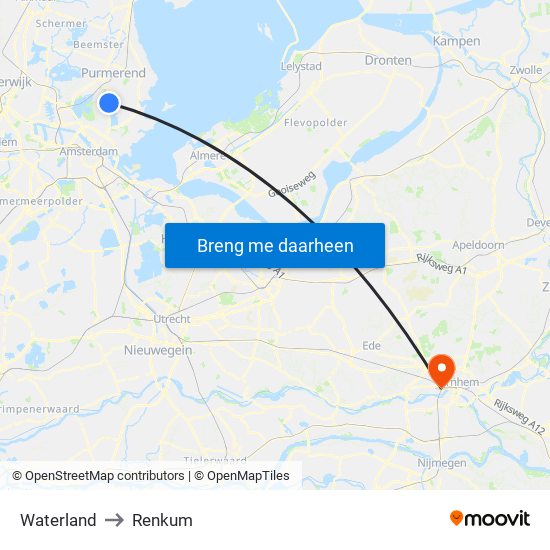 Waterland to Renkum map