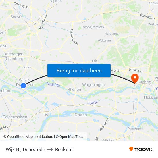 Wijk Bij Duurstede to Renkum map