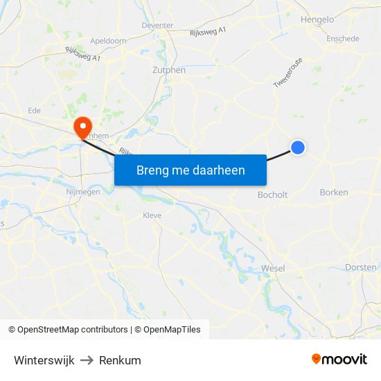 Winterswijk to Renkum map