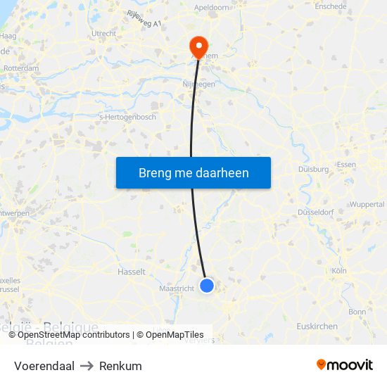 Voerendaal to Renkum map