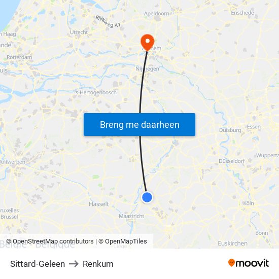 Sittard-Geleen to Renkum map