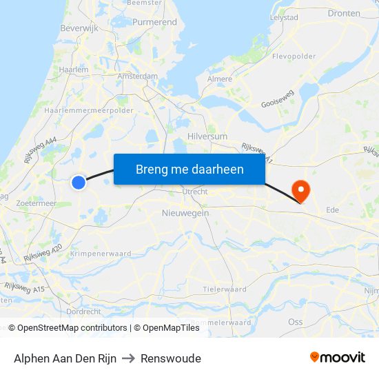 Alphen Aan Den Rijn to Renswoude map