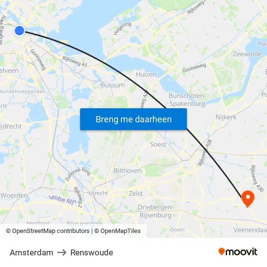 Amsterdam to Renswoude map