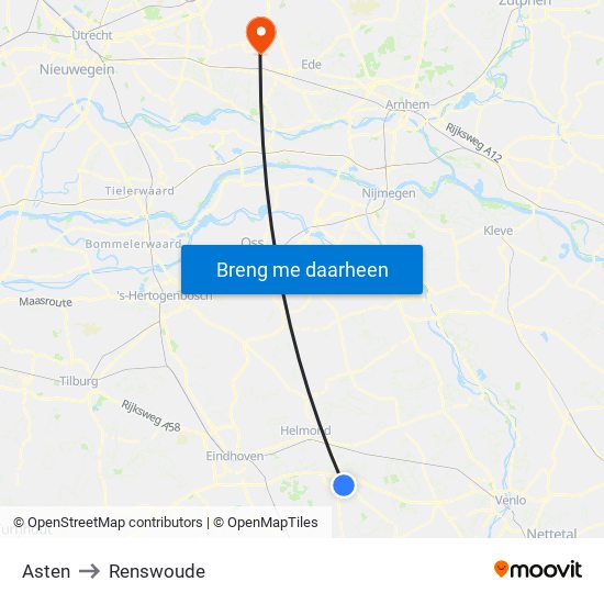 Asten to Renswoude map