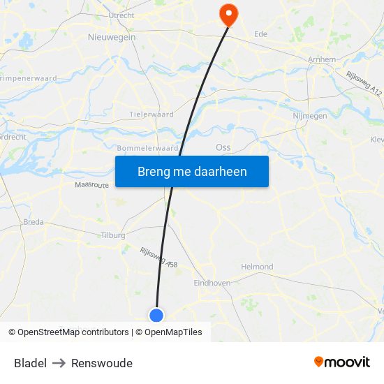 Bladel to Renswoude map