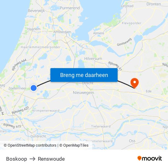 Boskoop to Renswoude map