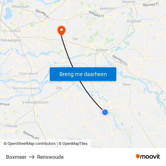 Boxmeer to Renswoude map