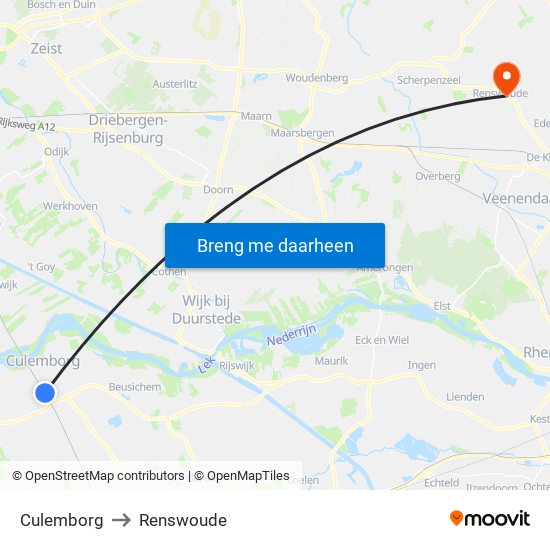 Culemborg to Renswoude map