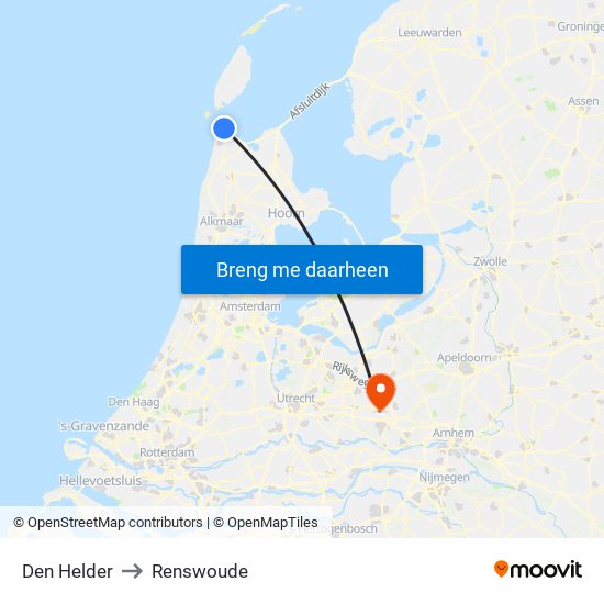Den Helder to Renswoude map