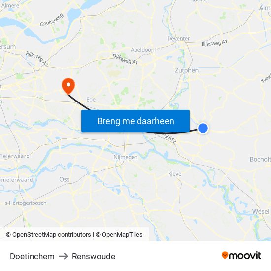 Doetinchem to Renswoude map