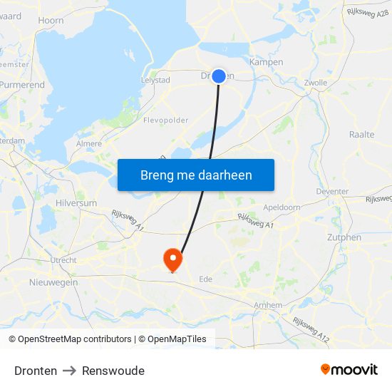 Dronten to Renswoude map