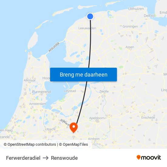 Ferwerderadiel to Renswoude map