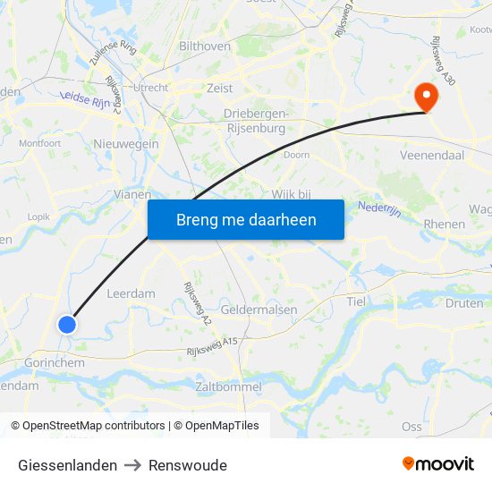 Giessenlanden to Renswoude map