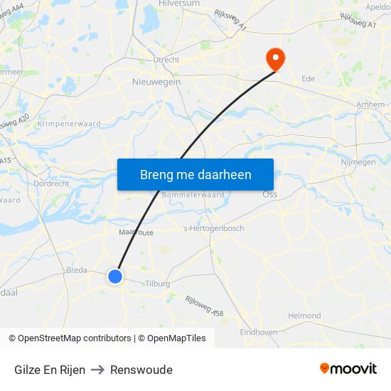 Gilze En Rijen to Renswoude map