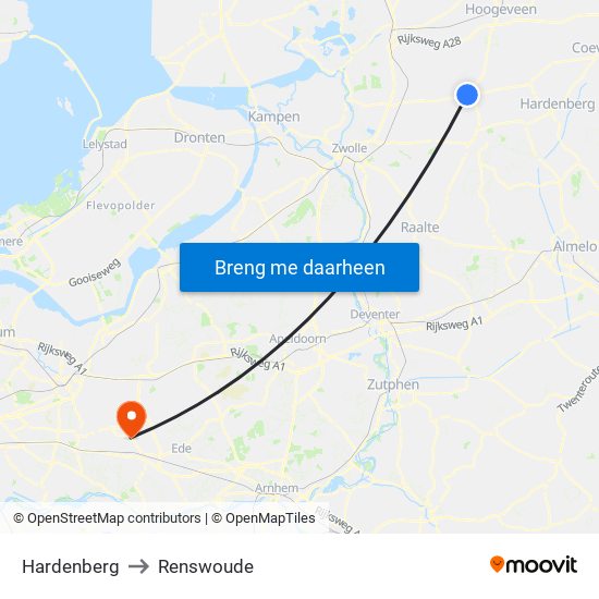 Hardenberg to Renswoude map
