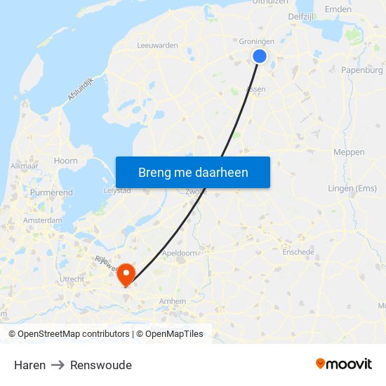 Haren to Renswoude map