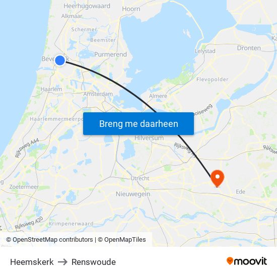 Heemskerk to Renswoude map