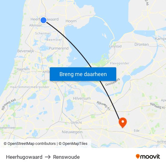 Heerhugowaard to Renswoude map