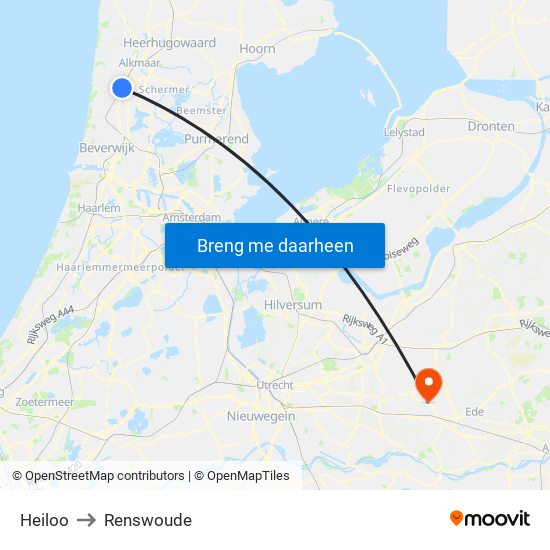 Heiloo to Renswoude map