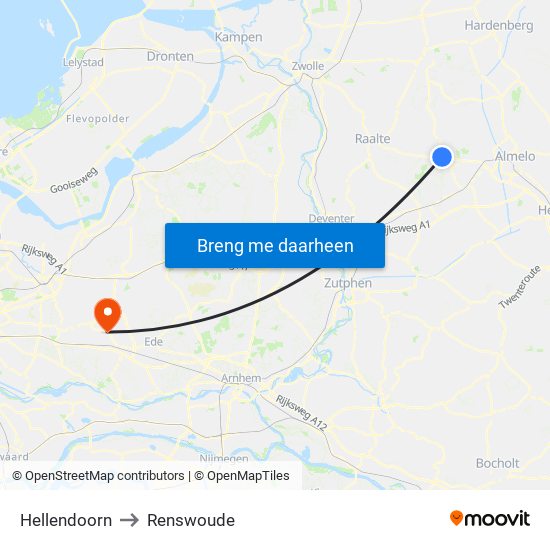 Hellendoorn to Renswoude map