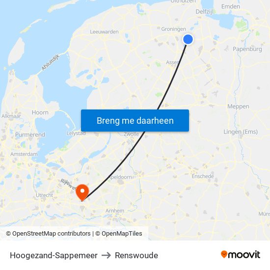 Hoogezand-Sappemeer to Renswoude map