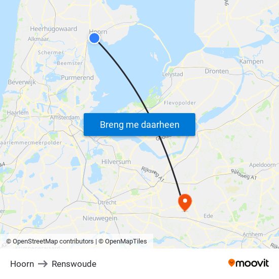 Hoorn to Renswoude map