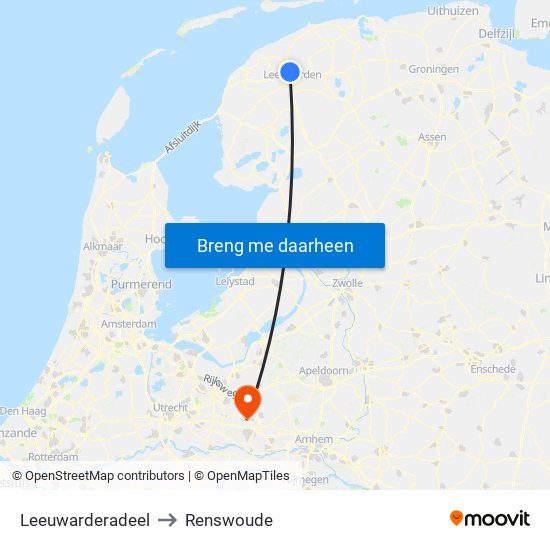 Leeuwarderadeel to Renswoude map