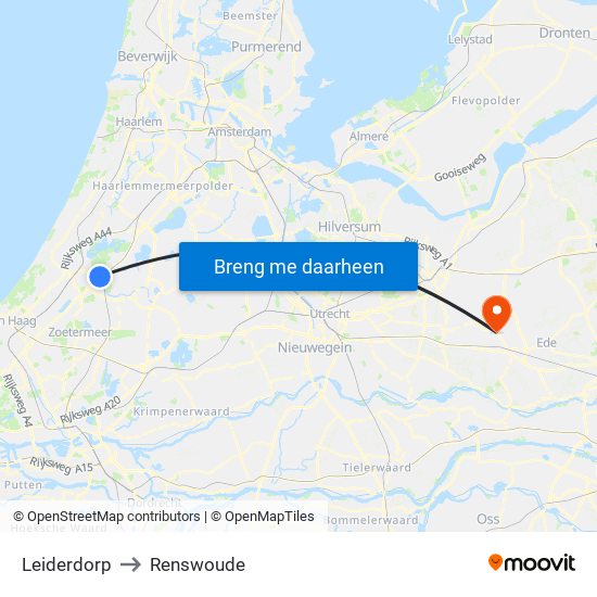 Leiderdorp to Renswoude map