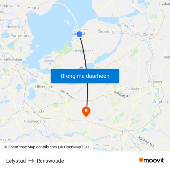 Lelystad to Renswoude map