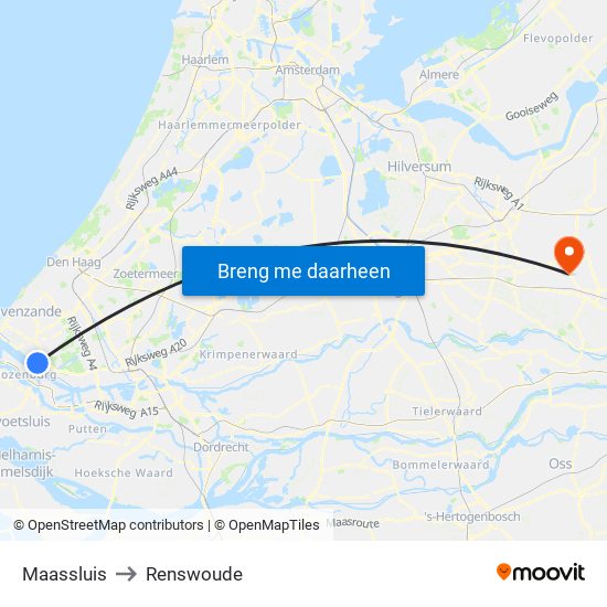 Maassluis to Renswoude map