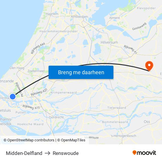 Midden-Delfland to Renswoude map