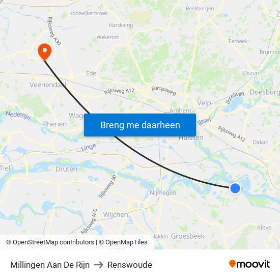 Millingen Aan De Rijn to Renswoude map