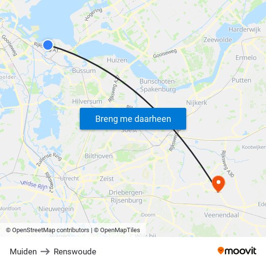 Muiden to Renswoude map