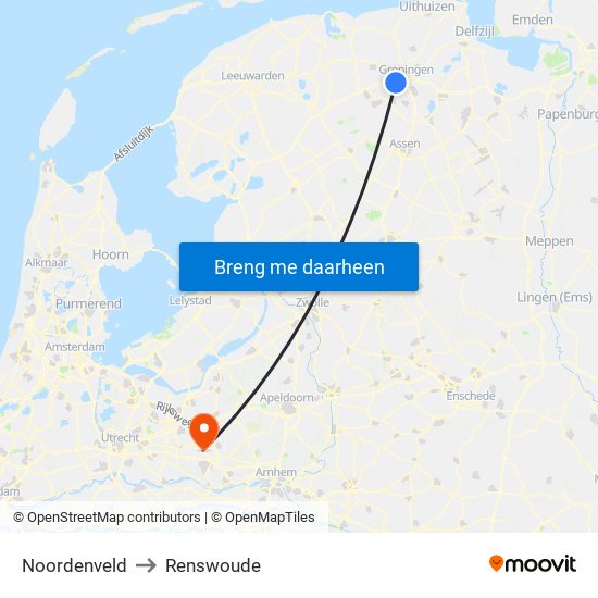 Noordenveld to Renswoude map