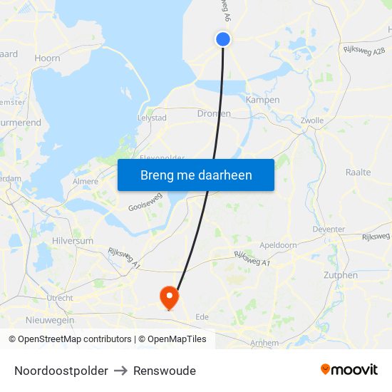 Noordoostpolder to Renswoude map