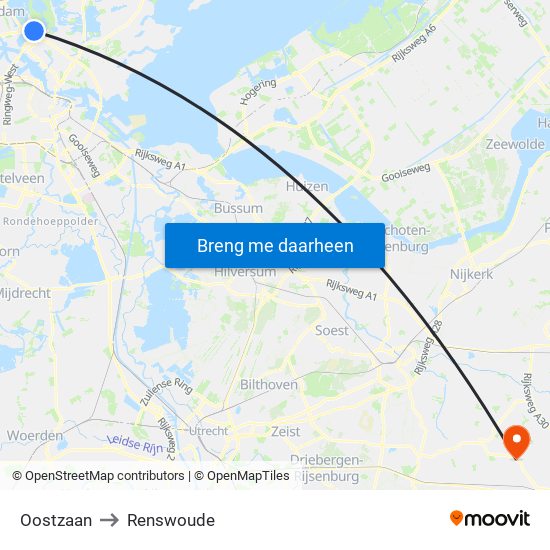 Oostzaan to Renswoude map