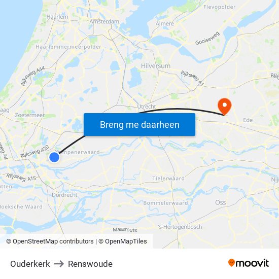 Ouderkerk to Renswoude map