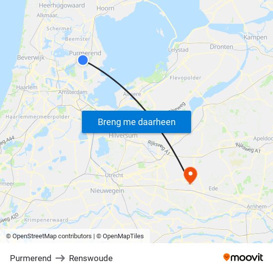 Purmerend to Renswoude map