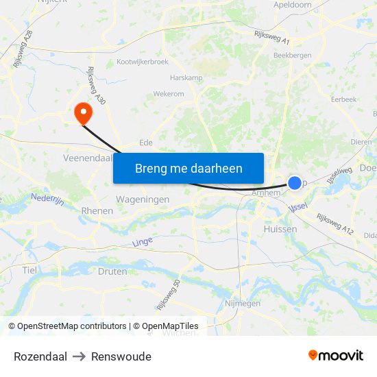 Rozendaal to Renswoude map