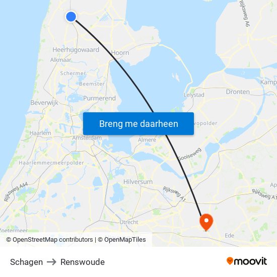Schagen to Renswoude map