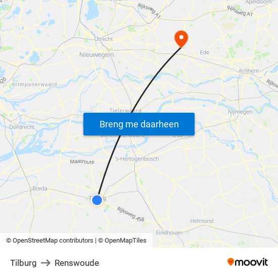 Tilburg to Renswoude map