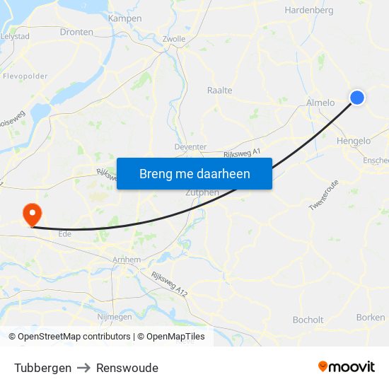 Tubbergen to Renswoude map