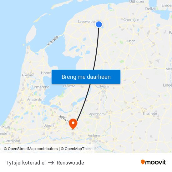 Tytsjerksteradiel to Renswoude map