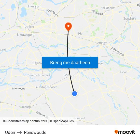 Uden to Renswoude map