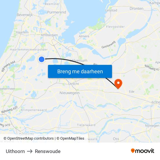 Uithoorn to Renswoude map